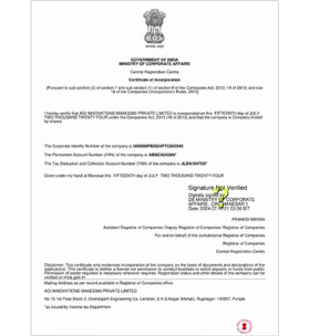 Makes360 Certificate of Incorporation