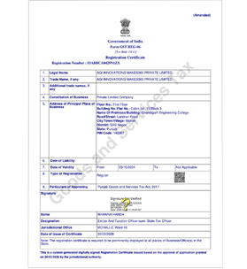 Makes360 GST Registration Certificate