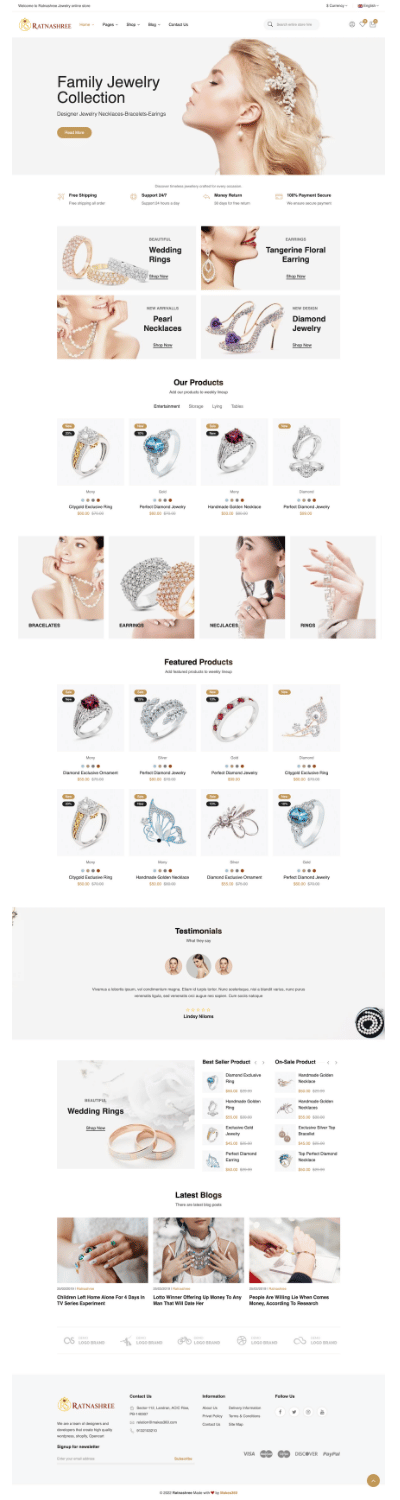 Ratnashree website built by Makes360
