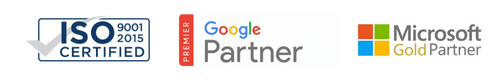 ISO 9001:2015 certified, Google Premier Partner, Microsoft Gold Partner